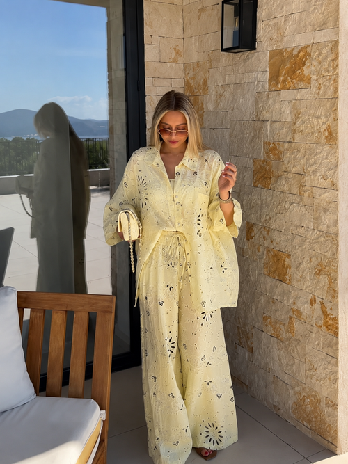 Boho Paisley Oversized Matching Shirt & Wide-Leg two-piece co-ord Outfit