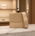 CHANEL Vintage CC Logo Beige Lambskin Shoulder Bag – 1997–1999 Previously Owned Authentic