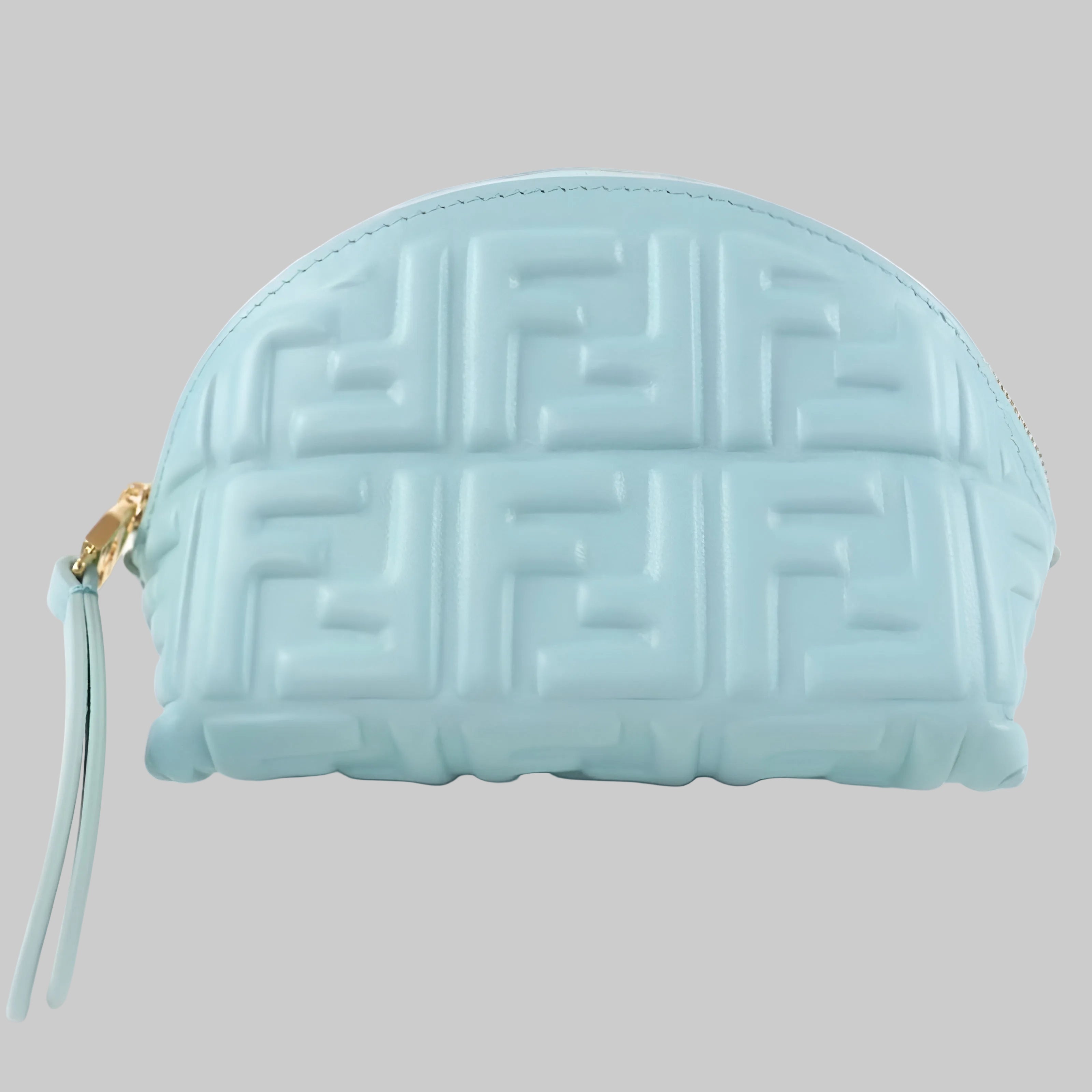 FENDI Bucket Pouch Small FF Motif Embossed Nappa Leather Authentic Previously Owned