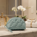FENDI Bucket Pouch Small FF Motif Embossed Nappa Leather Authentic Previously Owned