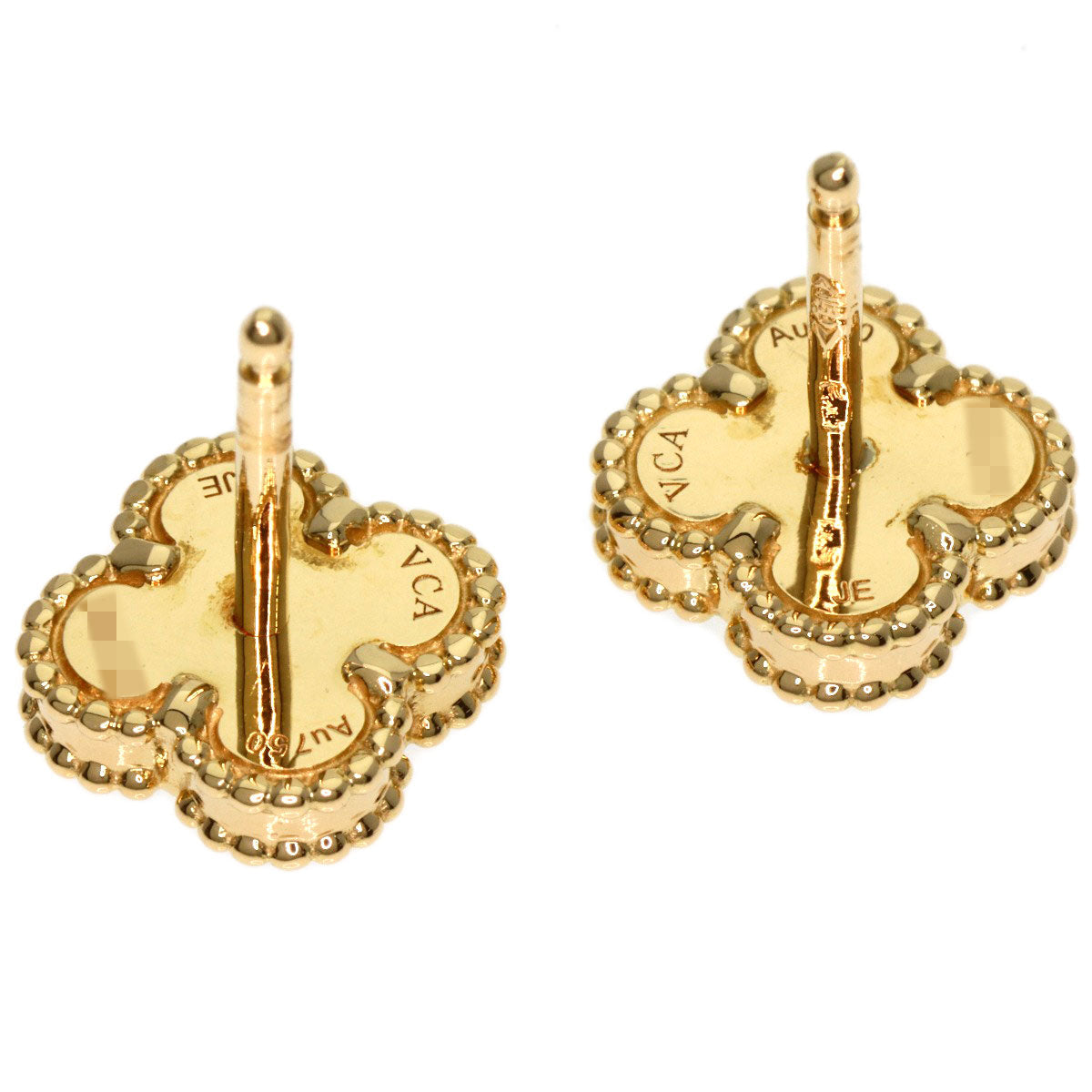 VAN CLEEF & ARPELS Sweet Alhambra Onyx Pierced Earrings 18K Yellow Gold