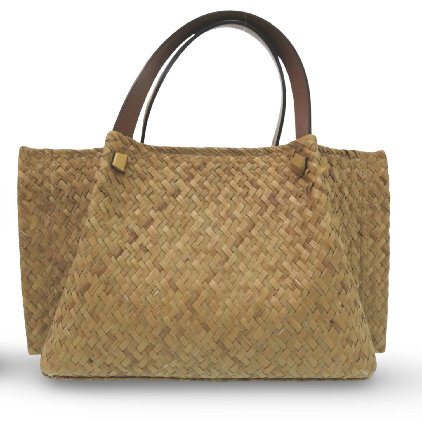 Valentino Garavani V Logo Straw 2-Way Tote Crossbody Beige Brown – Excellent Condition | L’LUXE Authentic’s