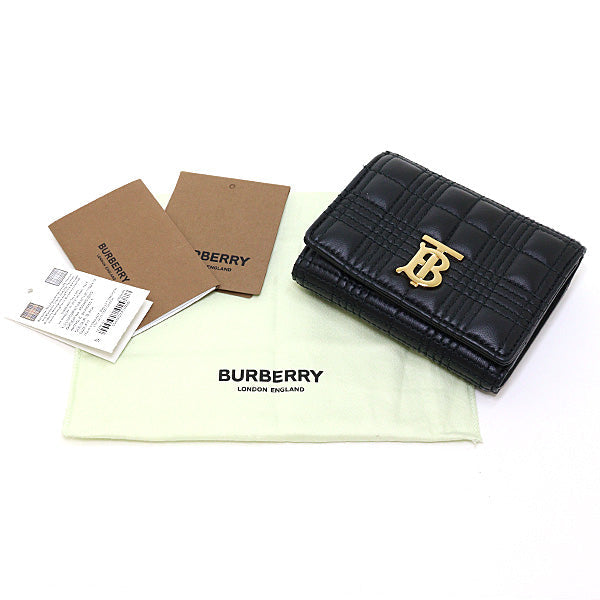 BURBERRY – Compact Tri-Fold Wallet – Black Leather 100% Authentic ✨Previously Owned Near-Mint Condition ~34% Off MSRP