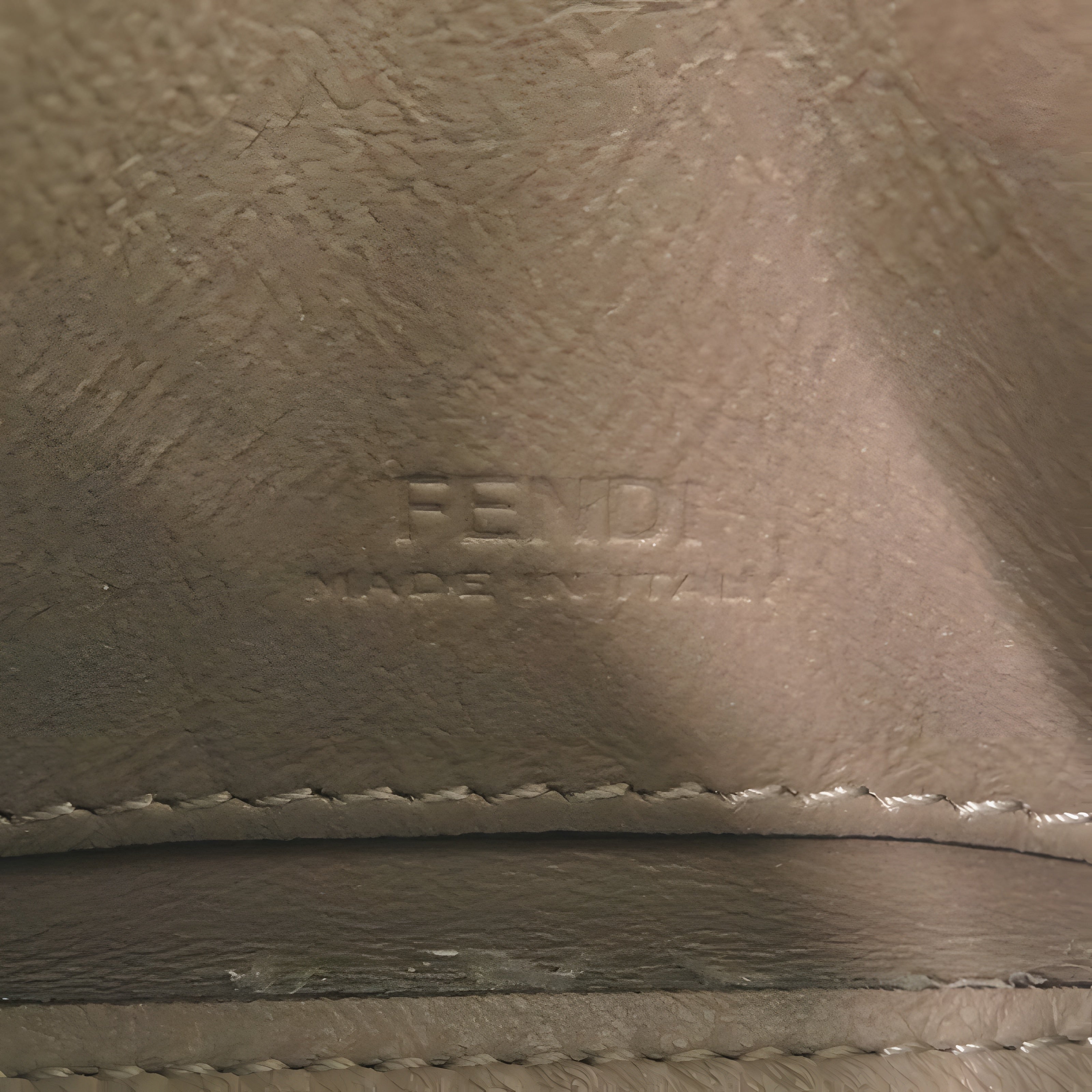 FENDI Nano Baguette Chain Charm Bag Beige Cream Stripes Authentic Previously Owned