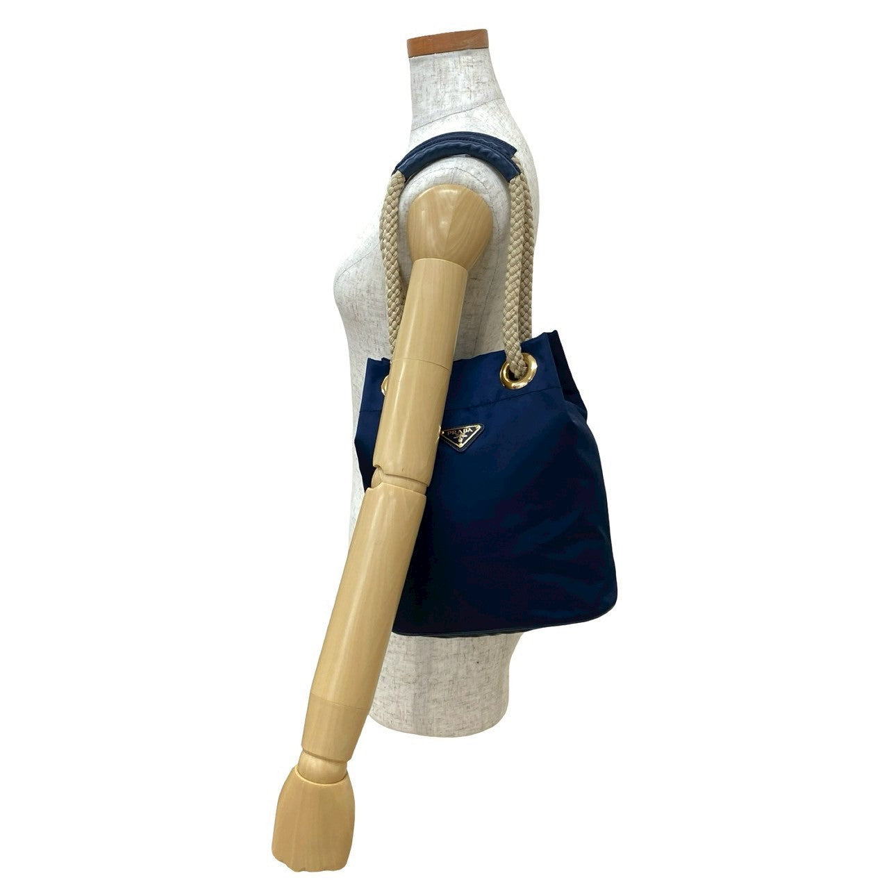 PRADA – Shoulder Bag – Triangle Logo Metal – Navy –nylon & Leather