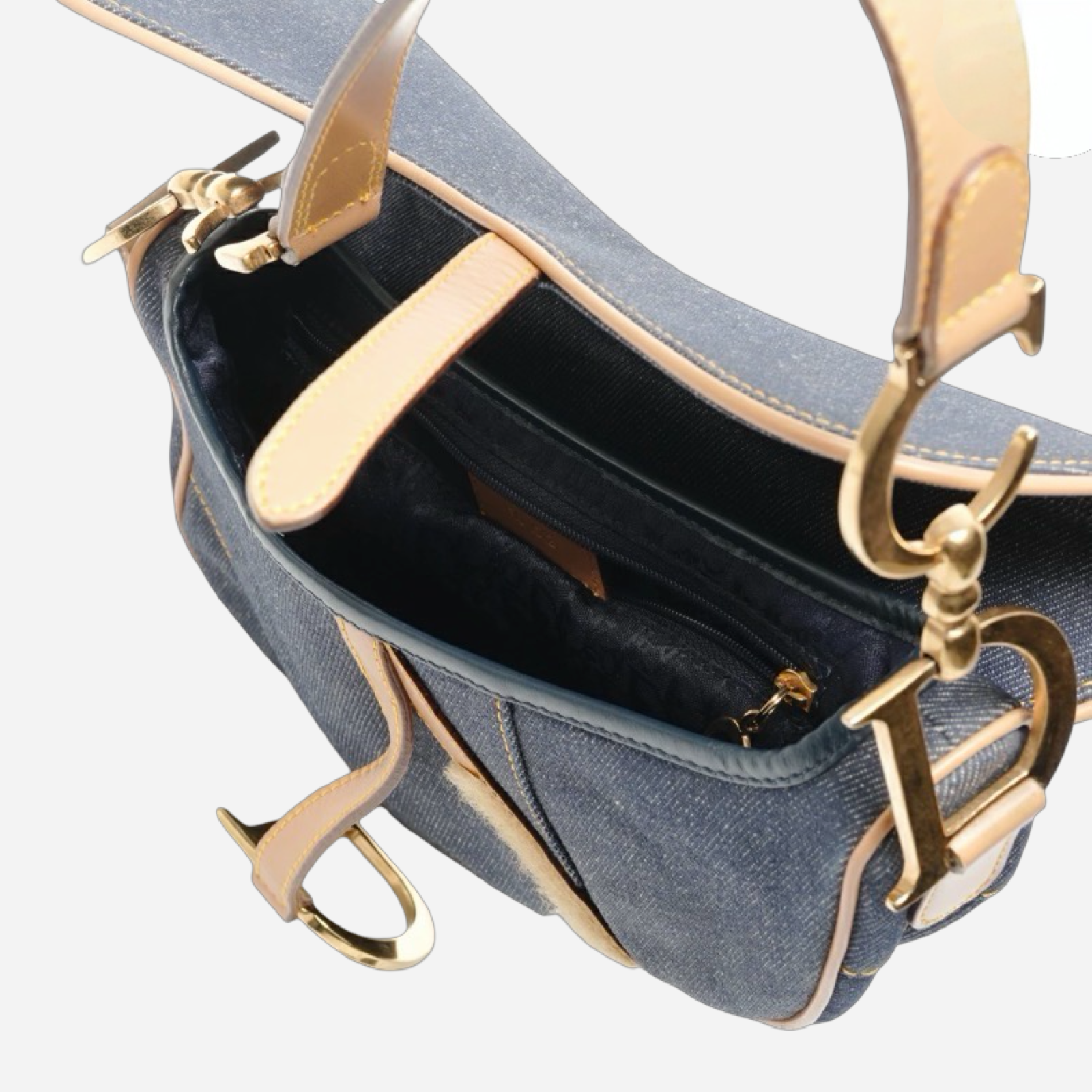 Christian Dior Denim Saddle Bag Navy Authentic Previously Owned
