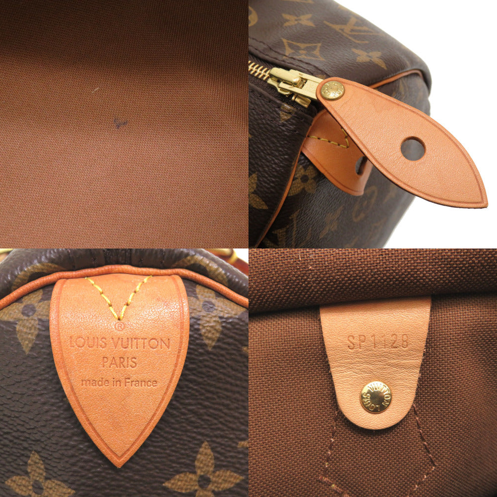 LOUIS VUITTON – Speedy 30 Satchel Brown Monogram Coated Canvas with Vachetta Leather Trim, Gold-tone hardware