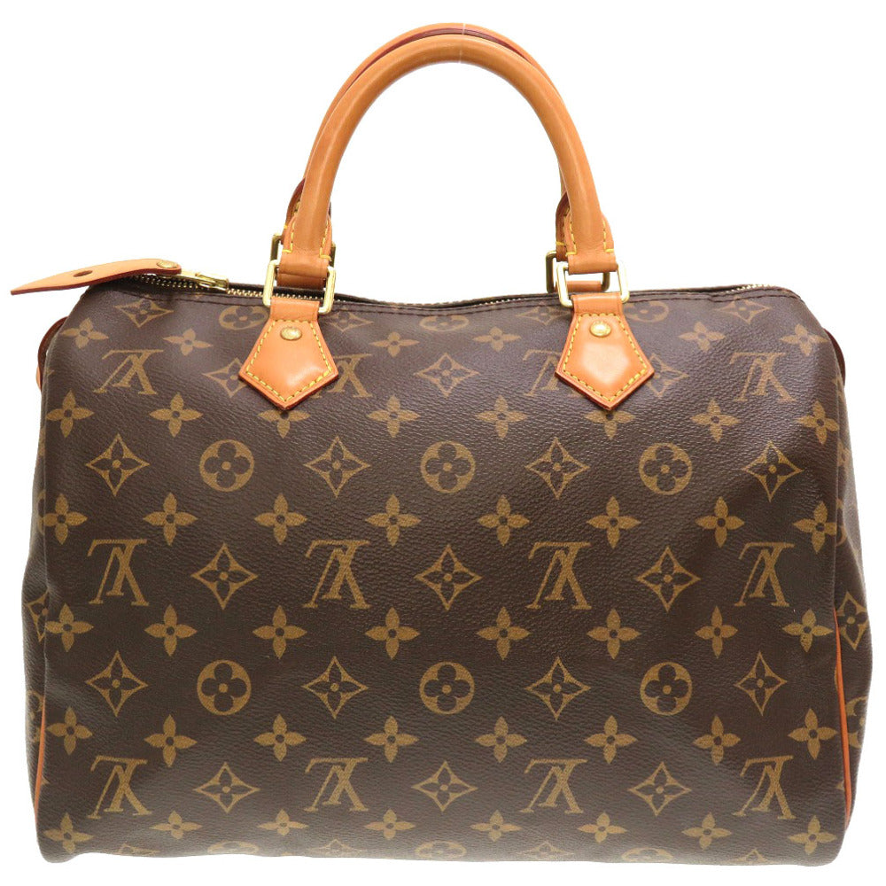LOUIS VUITTON – Speedy 30 Satchel Brown Monogram Coated Canvas with Vachetta Leather Trim, Gold-tone hardware