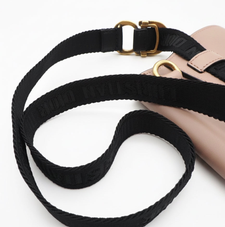 Christian Dior Saddle Flat Belt Pouch Beige Calf Leather Authentic Previously Own