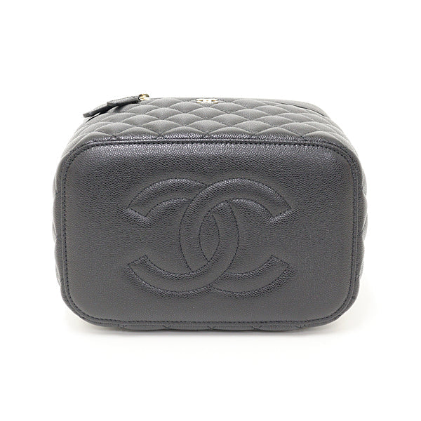 CHANEL – Timeless Classic Vanity Bag &nbsp;– Matte Black Caviar Skin with Brass Hardware – 100% Authentic Previously Owned Pristine Condition ~24% Off MSRP