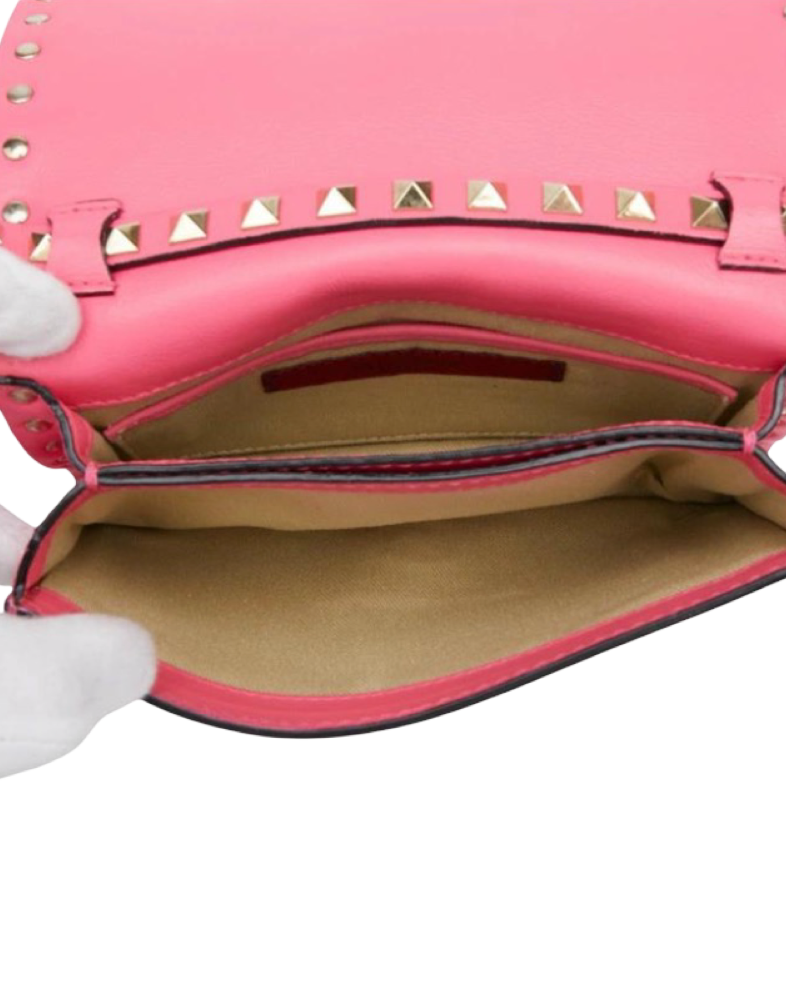 Valentino Garavani Rockstud Pink Leather Crossbody Shoulder Bag |Previously Owned Authentic