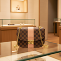 LOUIS VUITTON Damier White W Chain Shoulder Bag in Pink & Brown Damier Canvas –Authentic Previously Owned