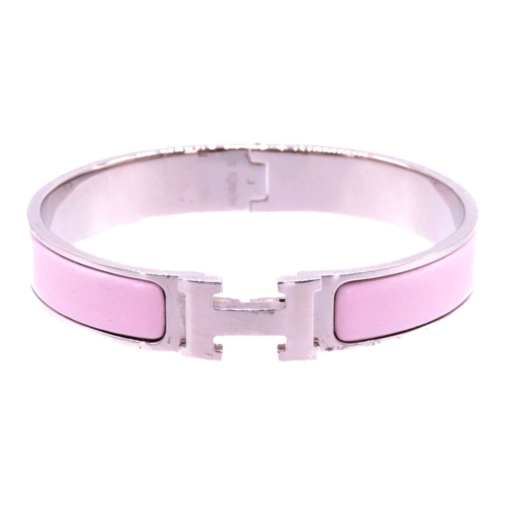 Hermès Clic Clac H Bracelet PM in Pink Enamel with Palladium-Plated Hardware