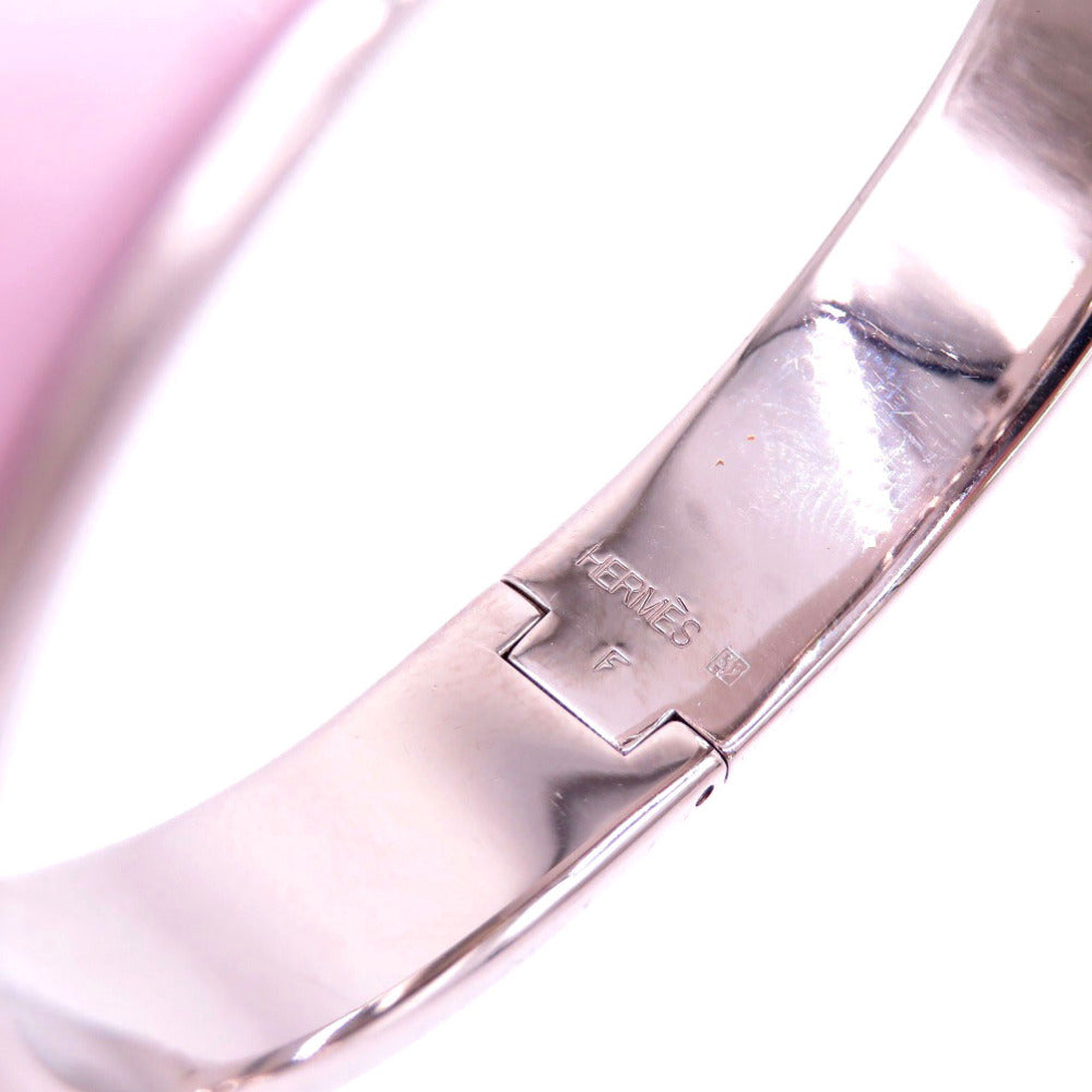 Hermès Clic Clac H Bracelet PM in Pink Enamel with Palladium-Plated Hardware