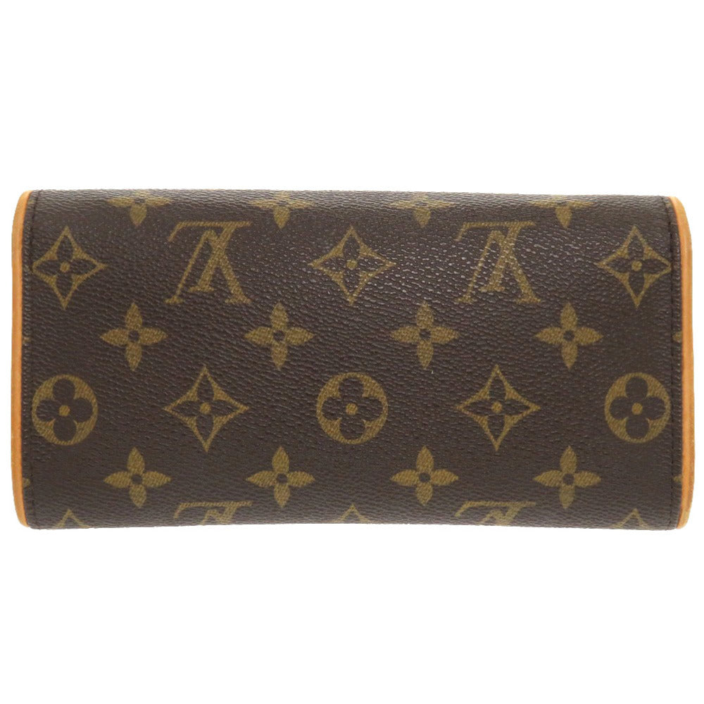 LOUIS VUITTON – Pochette Twin PM Brown Monogram Canvas with Vachetta Leather Trim