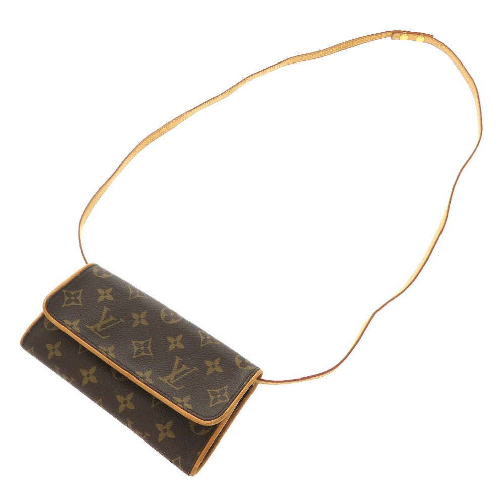 LOUIS VUITTON – Pochette Twin PM Brown Monogram Canvas with Vachetta Leather Trim
