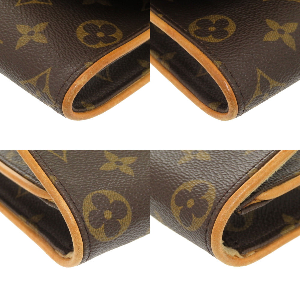 LOUIS VUITTON – Pochette Twin PM Brown Monogram Canvas with Vachetta Leather Trim