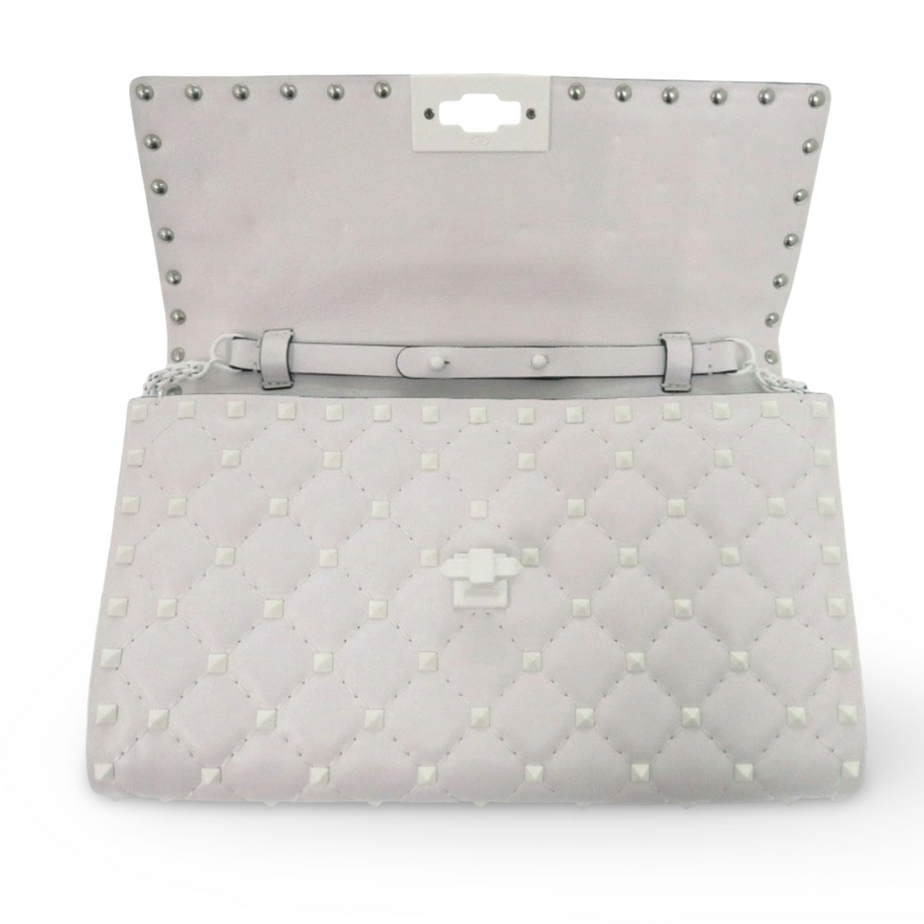 Valentino Garavani Rockstud Leather Shoulder Bag White Like New Previously Owned Authentic