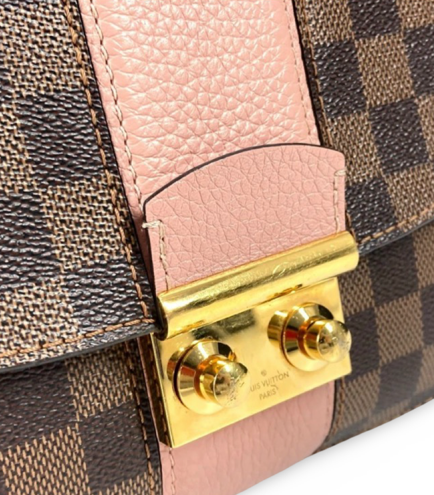 LOUIS VUITTON Damier White W Chain Shoulder Bag in Pink & Brown Damier Canvas –Authentic Previously Owned