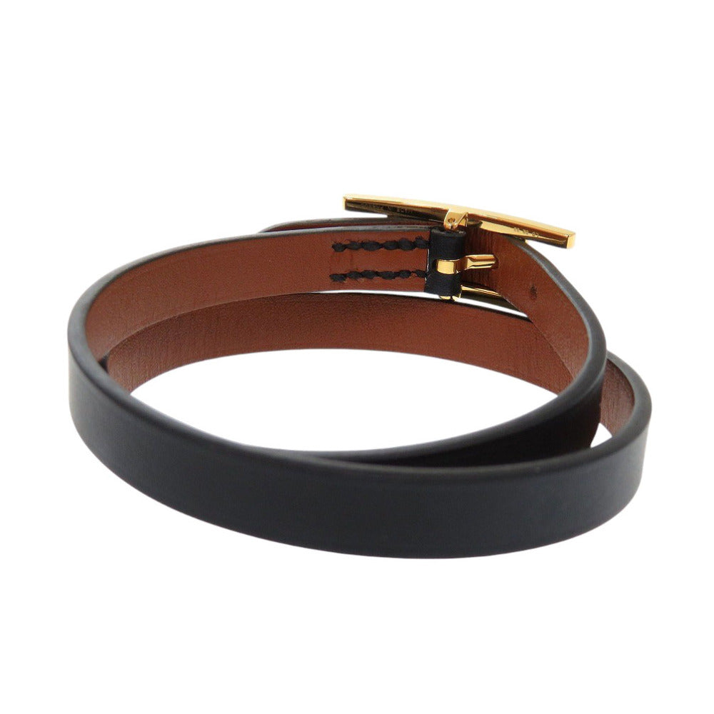 HERMÈS Beapi de Bourtour Double Tour Bracelet Black Swift Leather