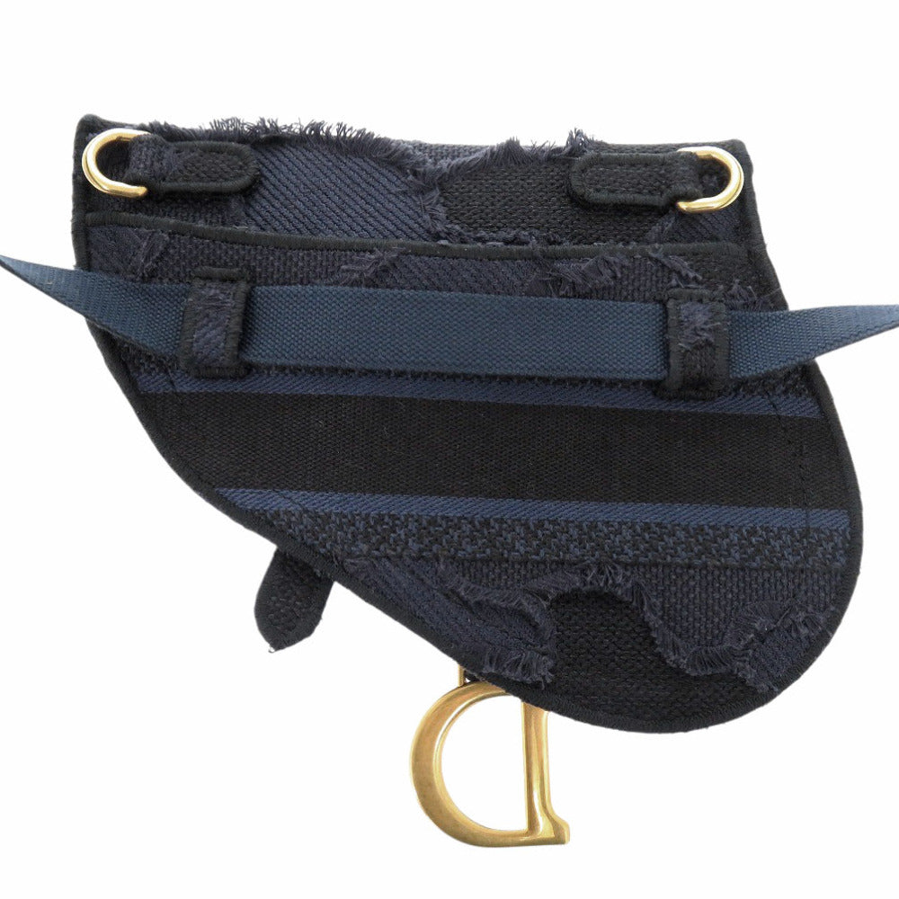 Christian Dior      Navy Blue Canvas with Gold-Tone Hardware Waist Bag