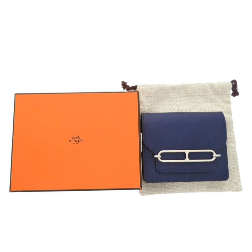 HERMÈS Lovis Mini Coin Case – Evercolor Leather in Blue Saphir