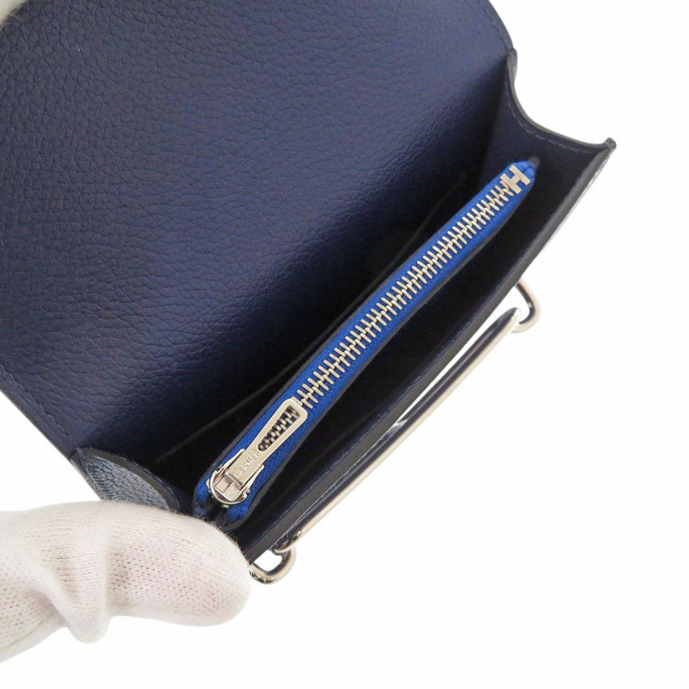 HERMÈS Lovis Mini Coin Case – Evercolor Leather in Blue Saphir