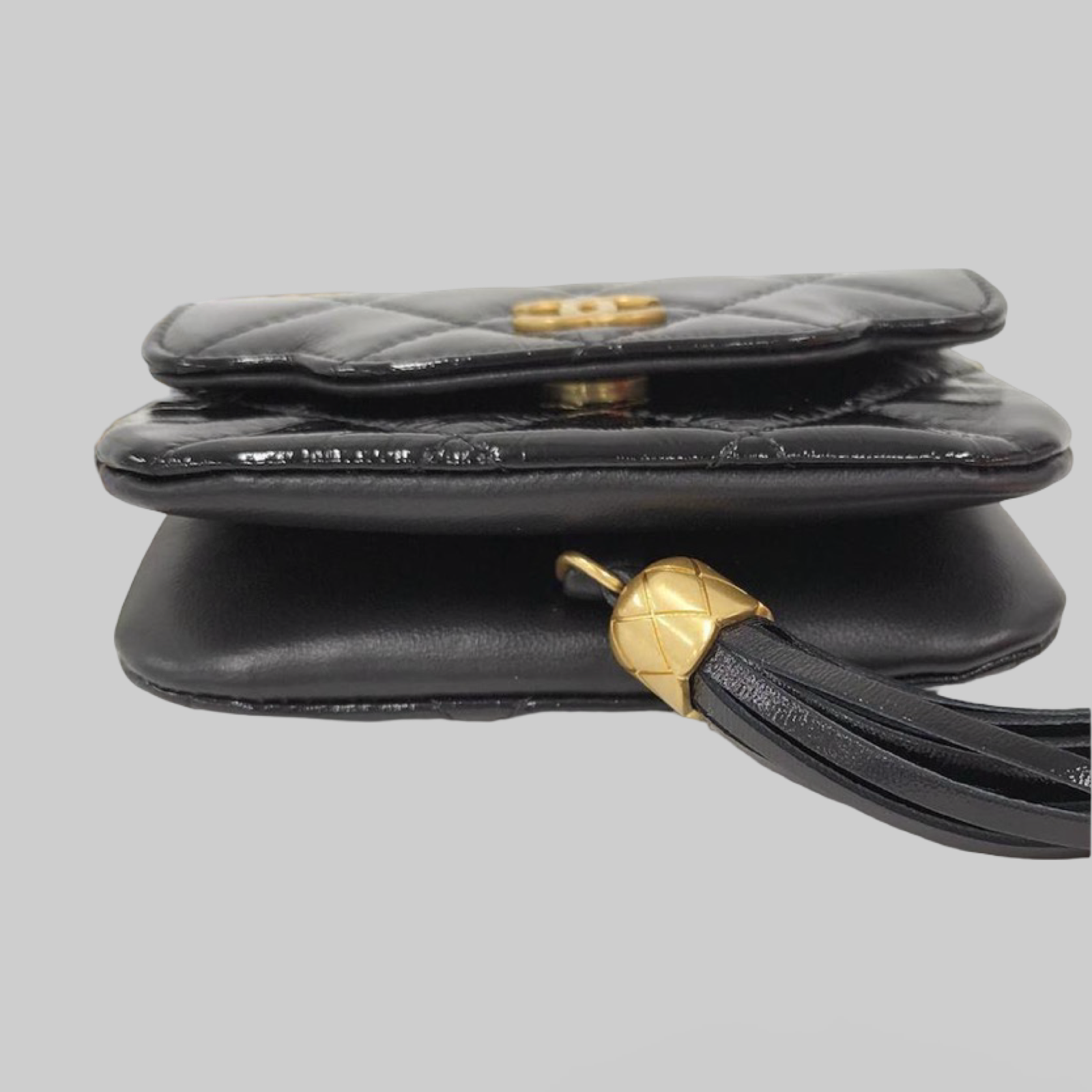 Chanel Chain Clutch Bag Coco Mark Lambskin Leather Black – Excellent Pre-Owned Authentic