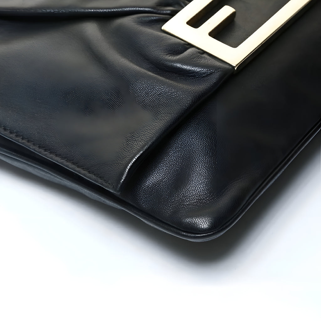 FENDI Bucket 2-Way Leather Clutch Shoulder Bag Authentic Previously Owned