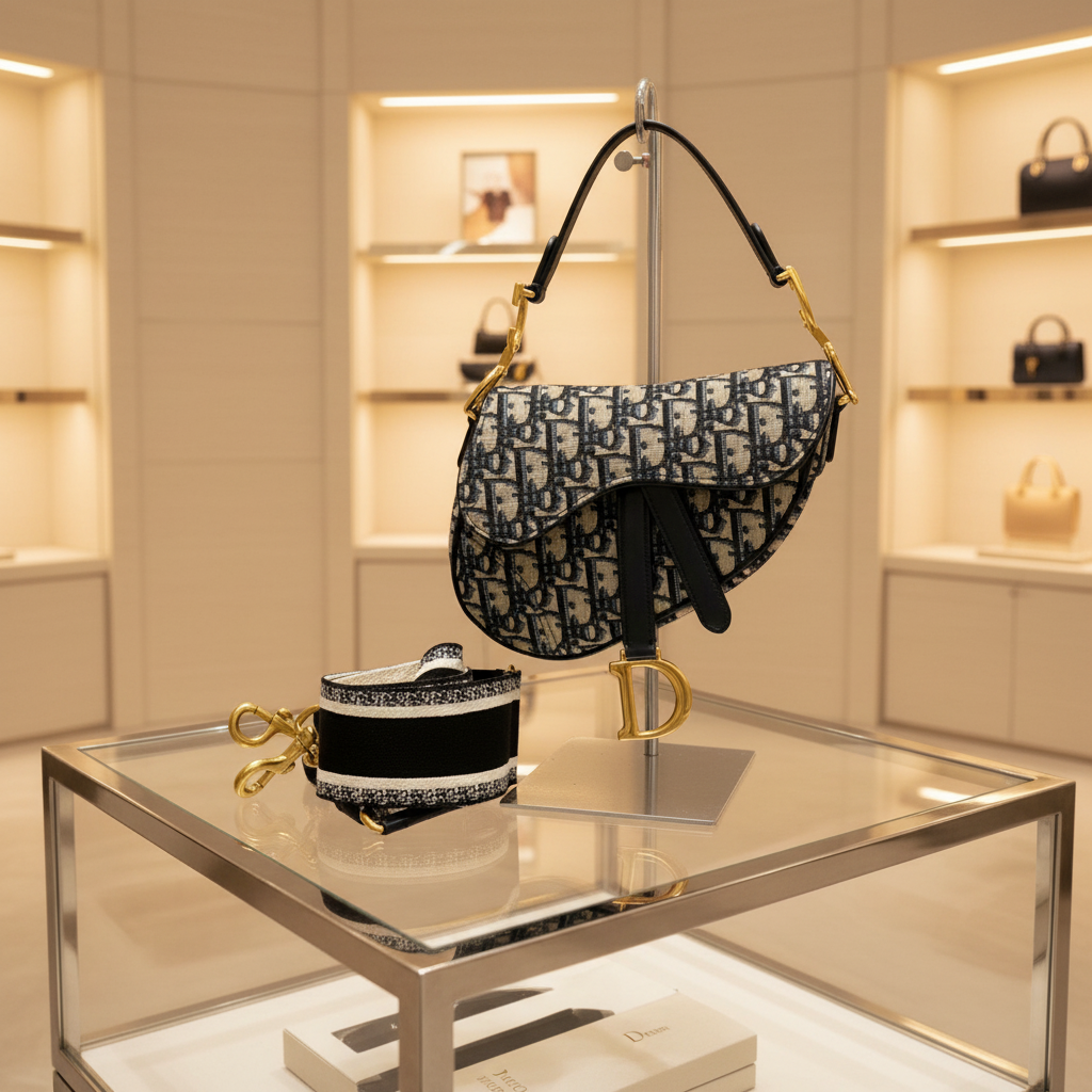 Christian Dior Oblique Saddle Bag (Reissue)
Leather, Canvas Navy Trotter Patern Oblique by John Galliano Revival Design 100% Authentic ✨Pre-Owned Near Mint Condition~ 31% off MSRP