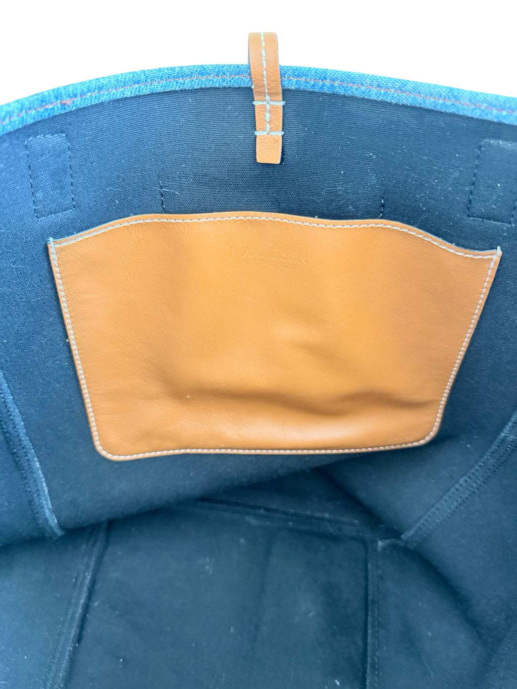 JW Anderson Belt Cabas Denim Tote Bag – Blue & Cognac Authentic Previously Owned