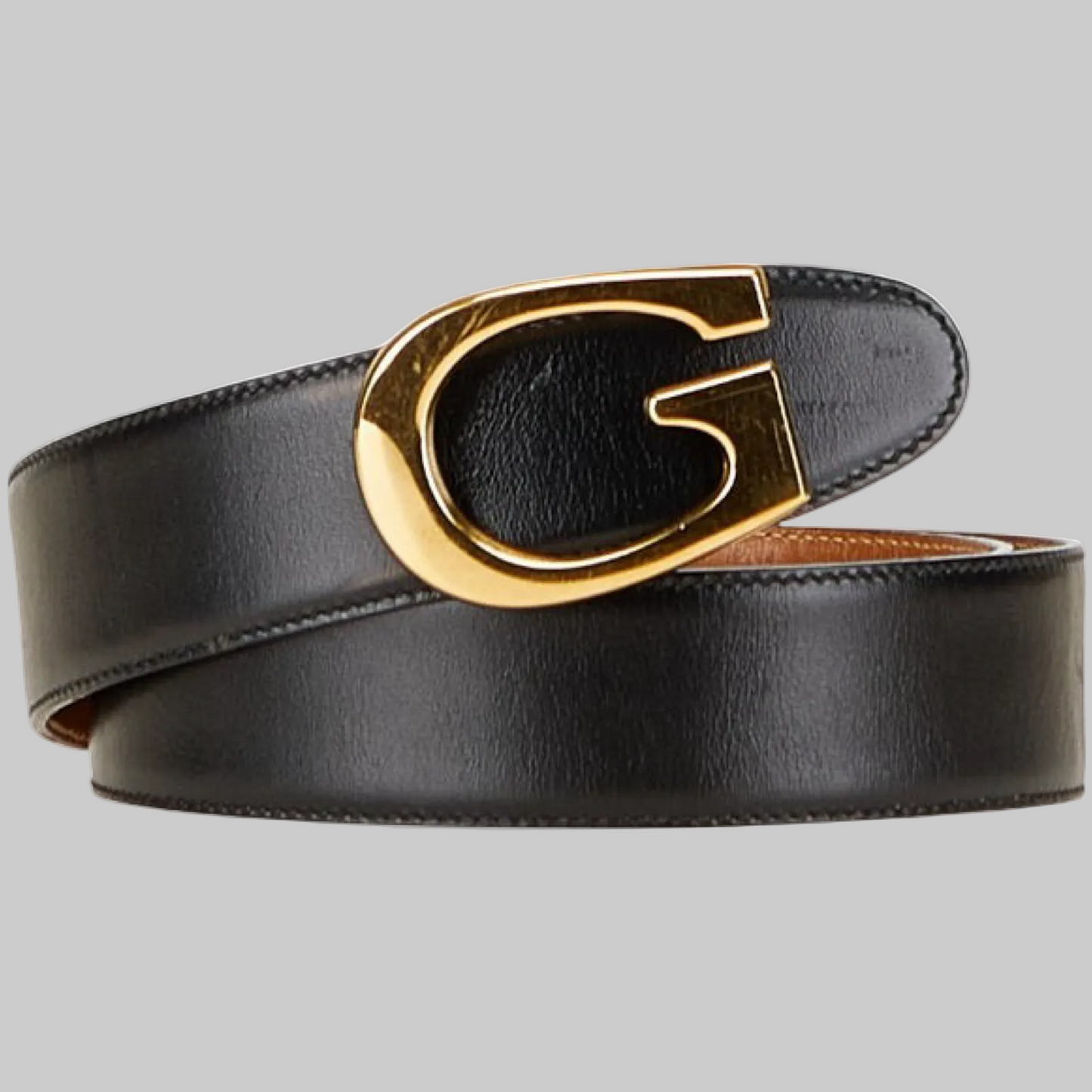 Gucci Black Leather Belt with Gold G Buckle – Ladies – Size 65 (26) – 100% Authentic Pre-Owned