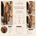 Designer-inspirierte Patchwork-Seidenkleid mit verstellbaren Trägern zum Binden