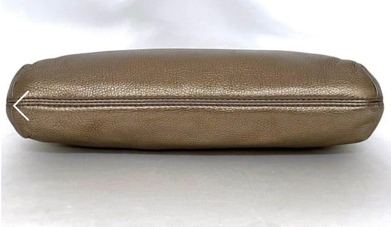 Michael Kors Leather Clutch Bag Brown Gold Hardware Previously Owned Authentic