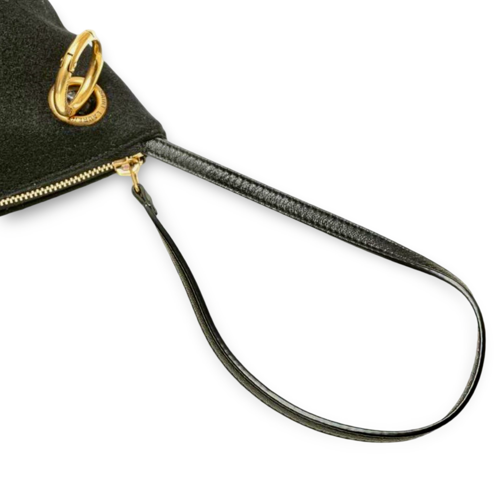 Saint Laurent Rive Gauche Wool Leather Clutch Pouch Black – Previously Owned Authentic