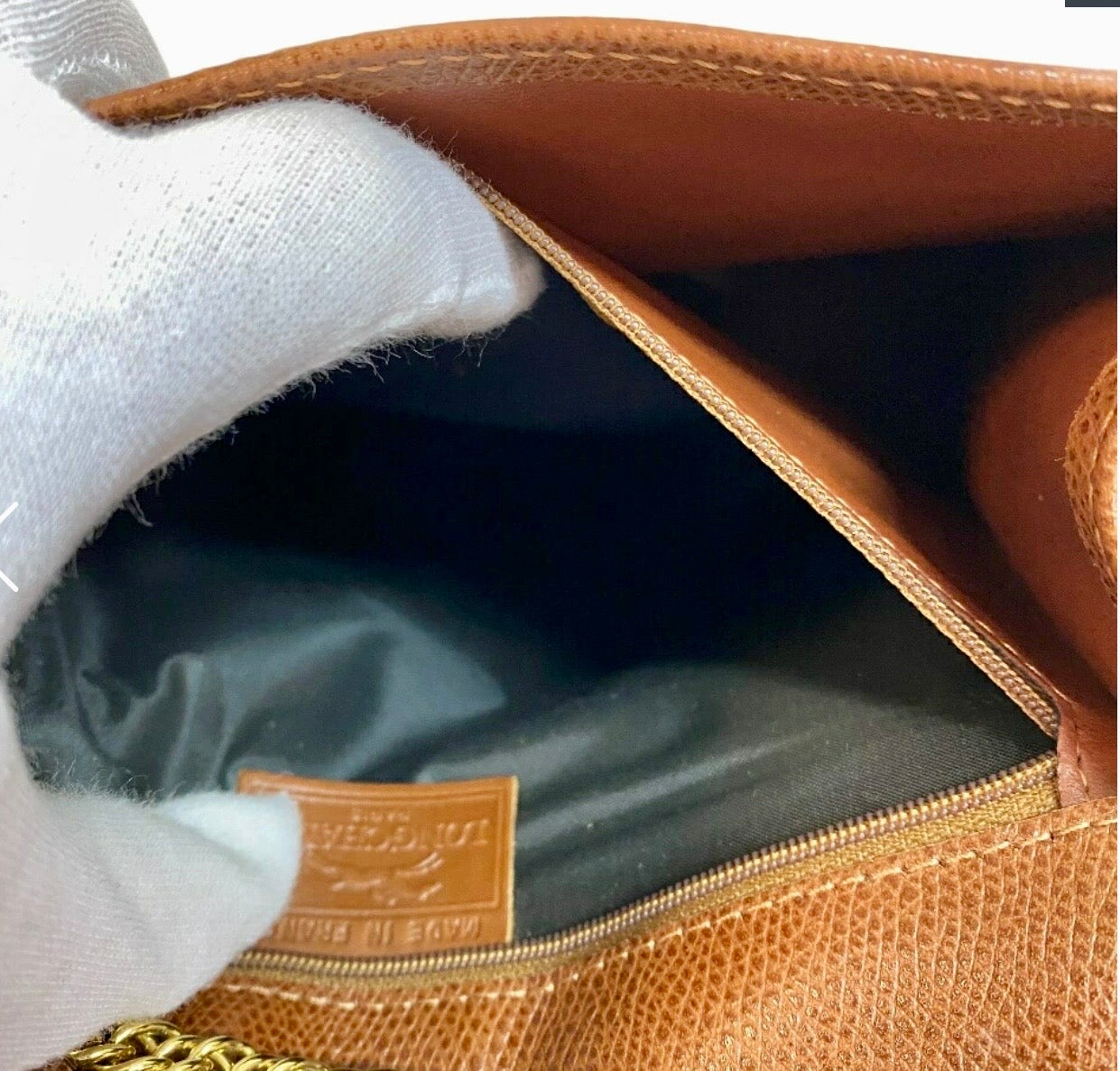 Longchamp Chain Pouch Brown Leather Gold Hardware Shoulder Crossbody Bag Previously Owned Authentic