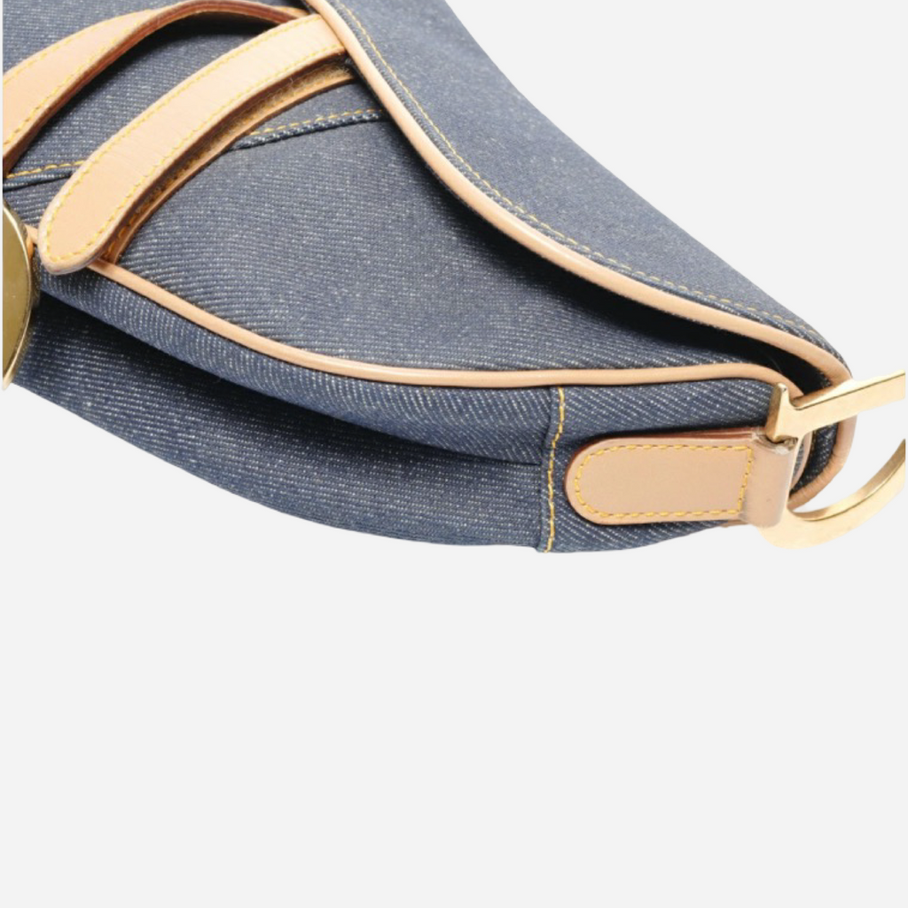 Christian Dior Denim Saddle Bag Navy Authentic Previously Owned