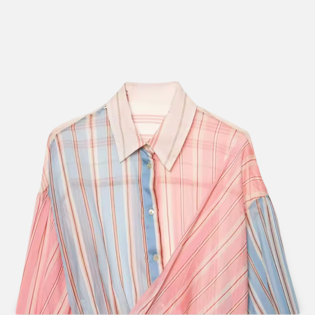 Pastel Striped Waist Tie Shirt