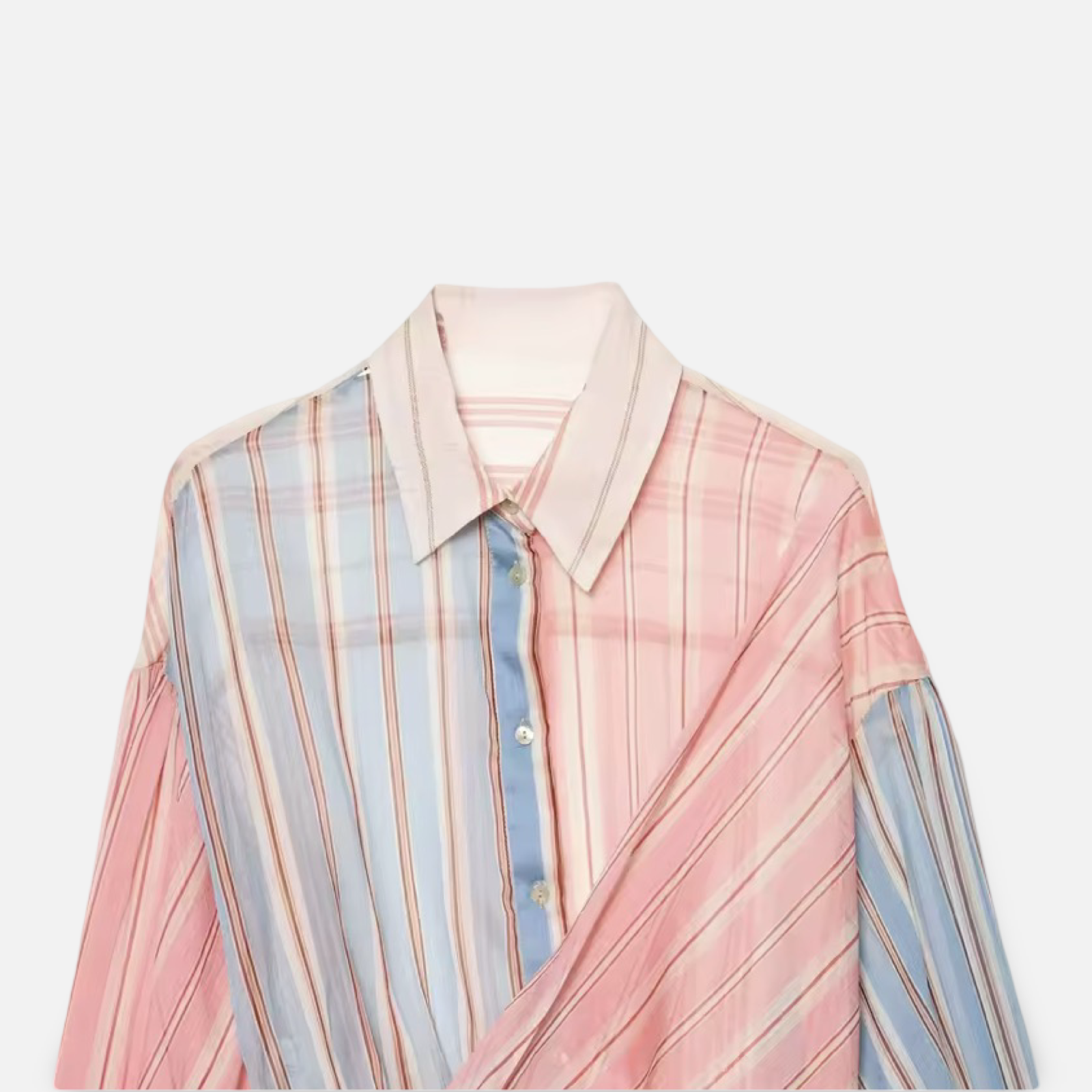 Pastel Striped Waist Tie Shirt