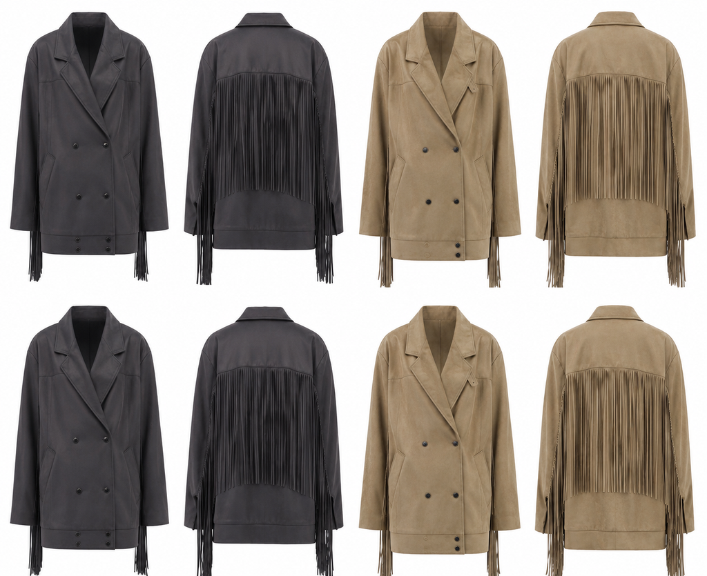 Oversized Faux Suede Fringe Blazer Jacket