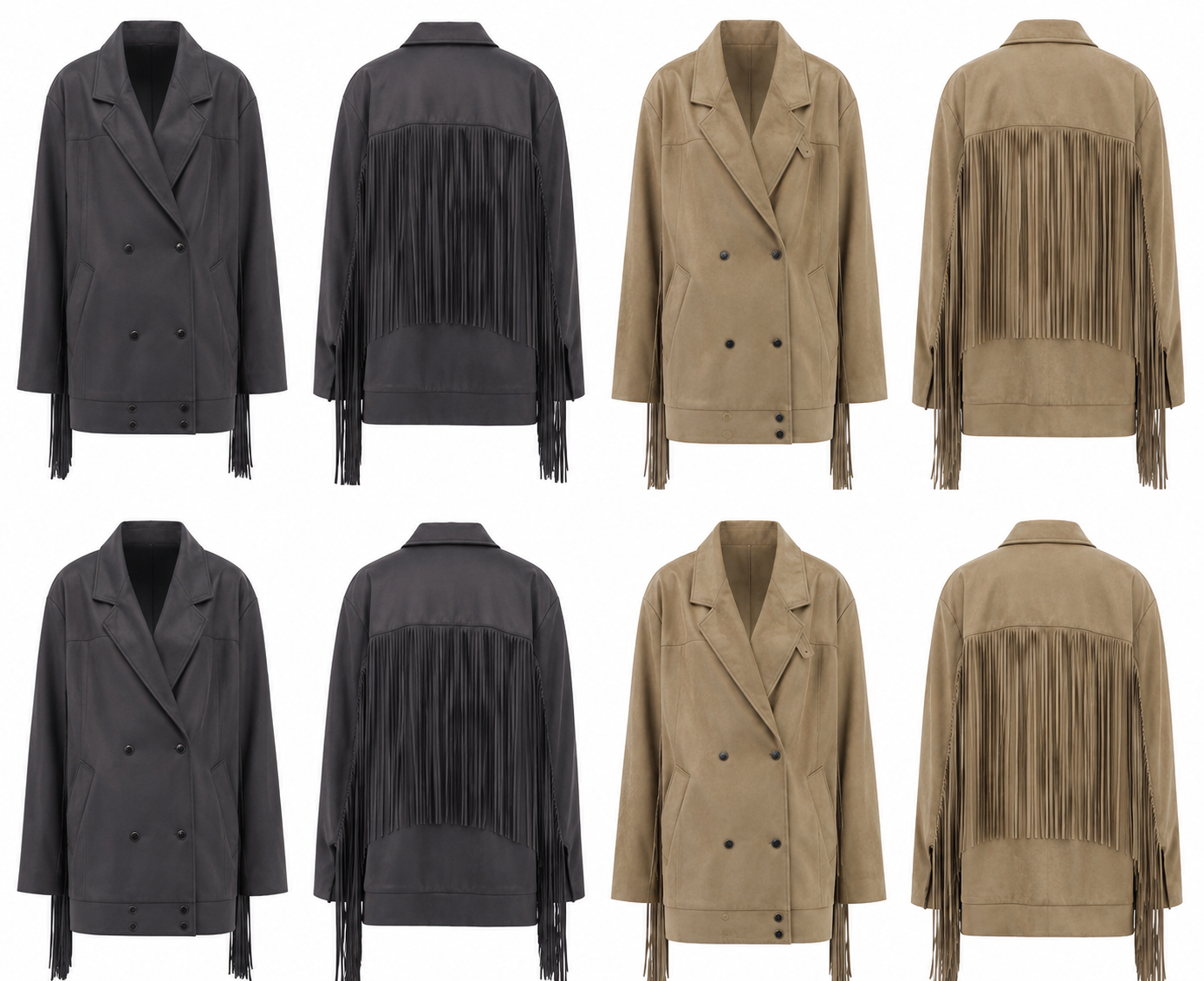 Oversized Faux Suede Fringe Blazer Jacket