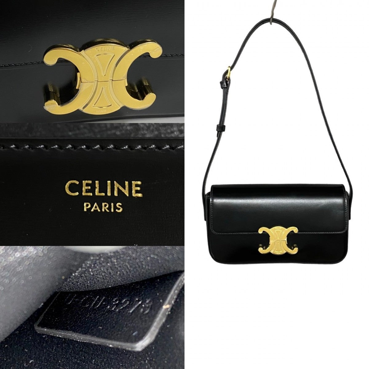 CELINE Triomphe Claude black Leather