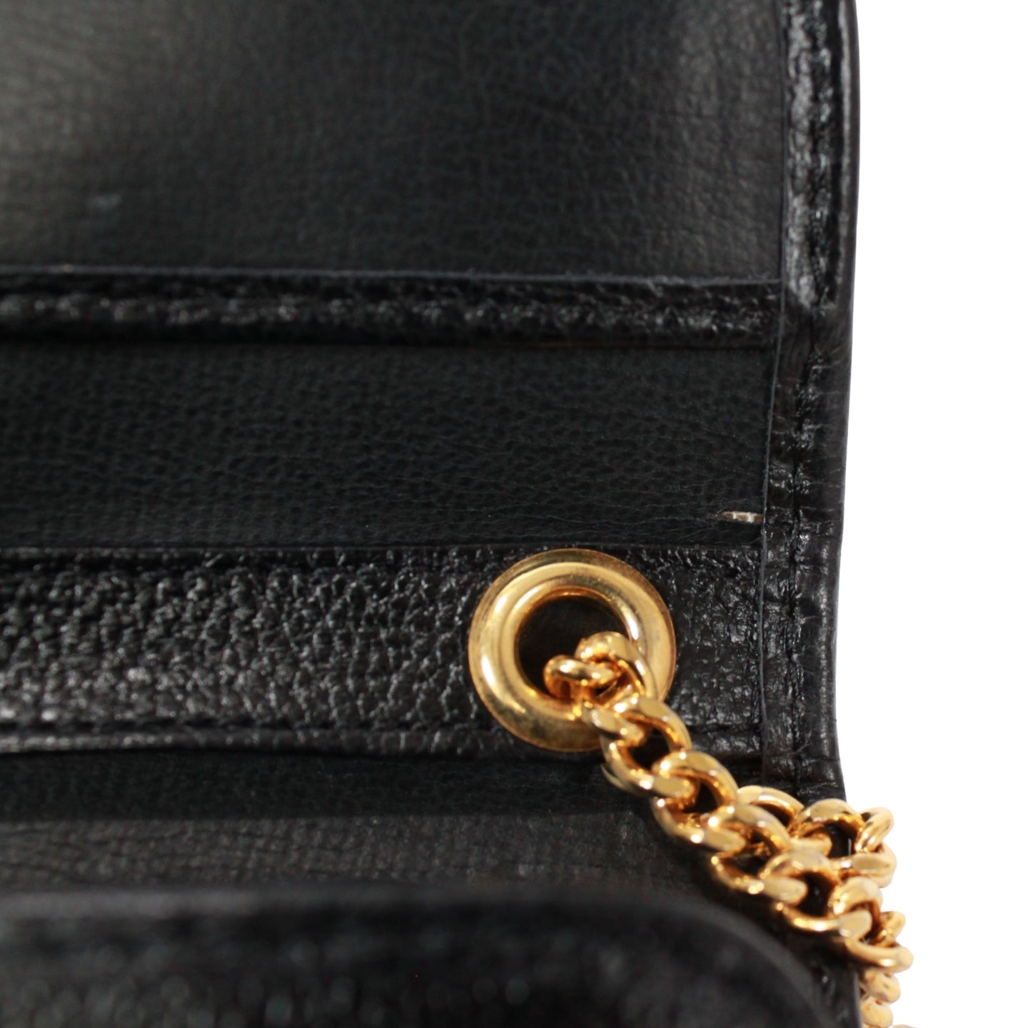 Christian Dior  Black Leather Chain Shoulder Bag – Gold Hardware Envelope Flap – 100% Authentic Previously Owned Very Good Condition | L’LUXE Vintage
