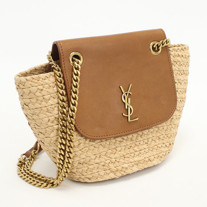 SAINT LAURENT – Manon Mini Basket Bag – Raffia & Leather Beige – Madagascar – 100% Authentic Previously Owned Very Good Condition ~43% Off MSRP