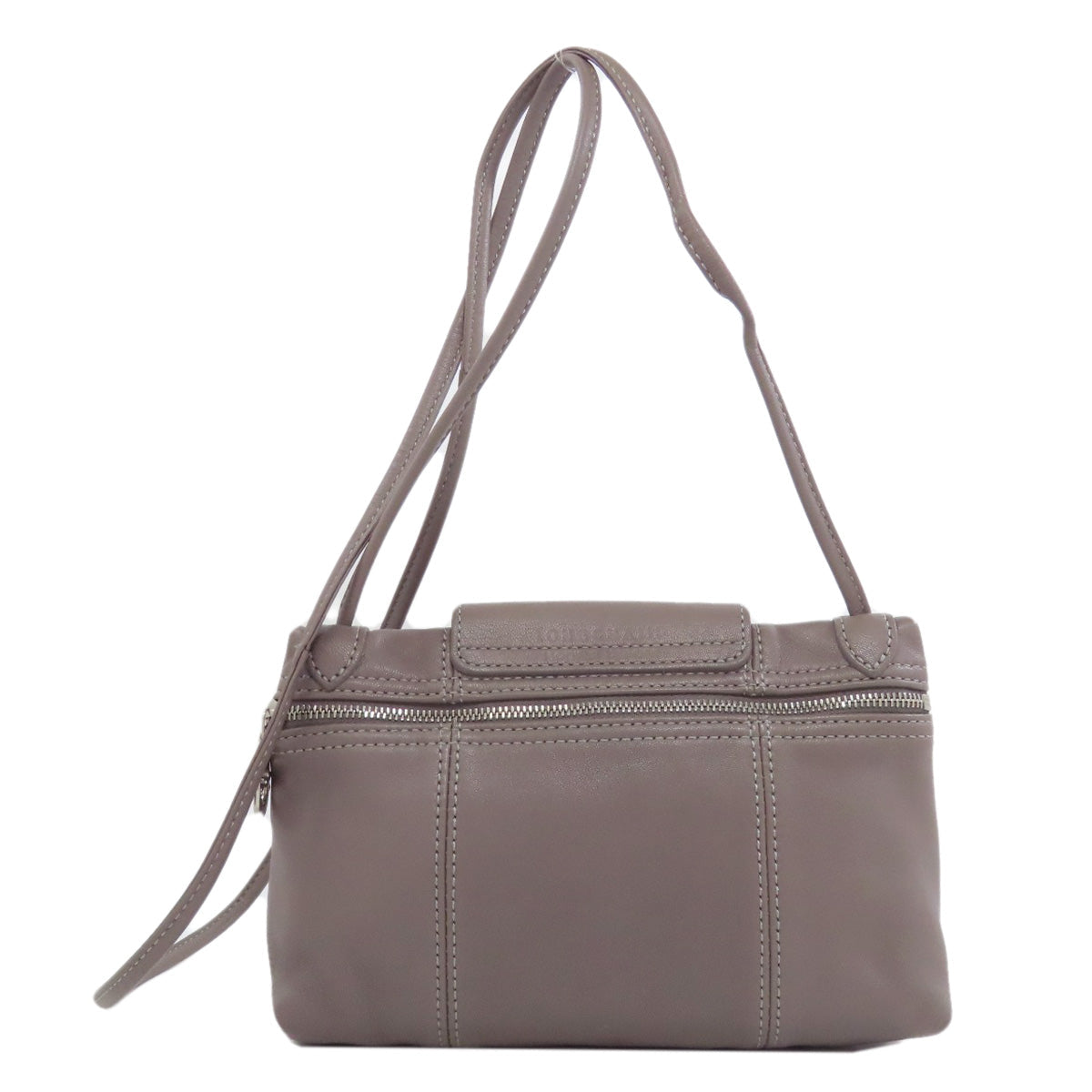 Longchamp Classic Leather Logo Line Leather Gray –