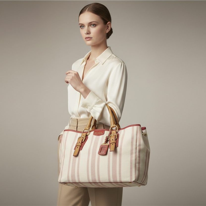 Prada Canapa Canvas Tote Bag Previously Owned Authentic