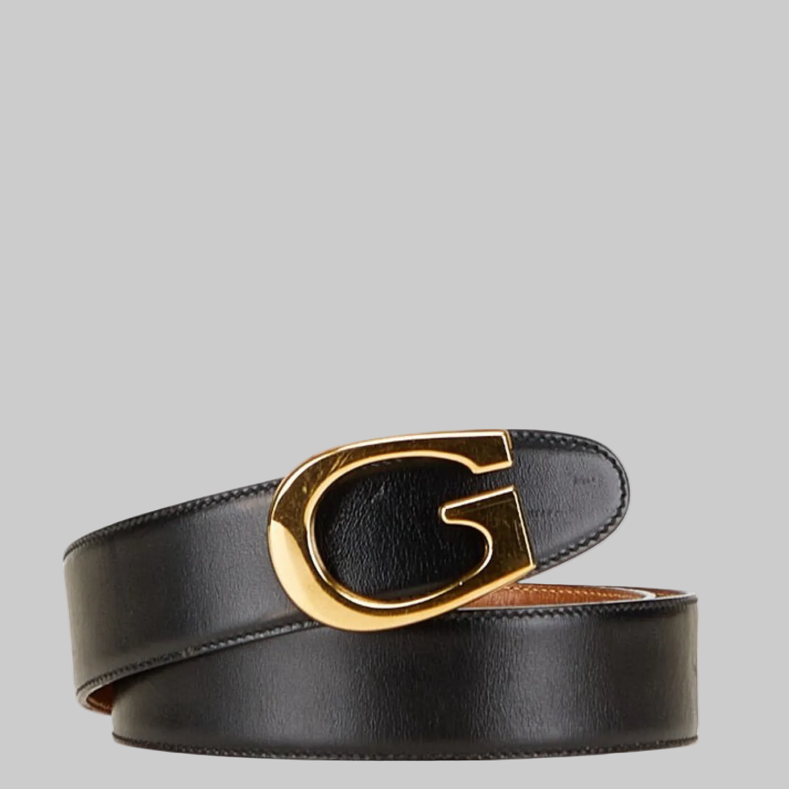 Gucci Black Leather Belt with Gold G Buckle – Ladies – Size 65 (26) Previously Owned Authentic