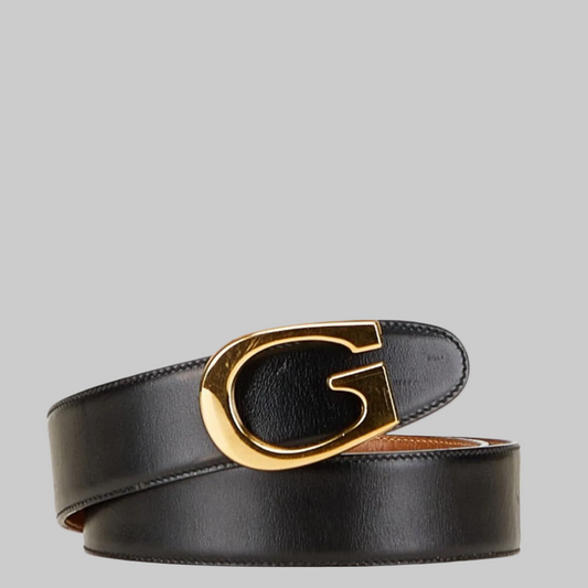Gucci Black Leather Belt with Gold G Buckle – Ladies – Size 65 (26) Previously Owned | L’LUXE Authentic’s