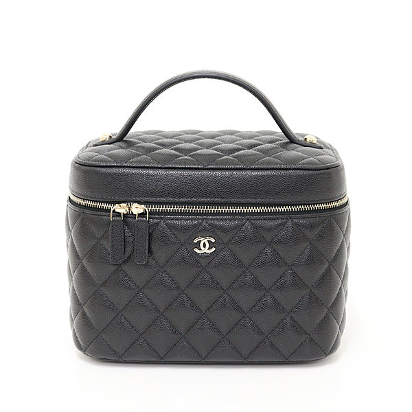CHANEL – Timeless Classic Vanity Bag &nbsp;– Matte Black Caviar Skin with Brass Hardware – 100% Authentic Previously Owned Pristine Condition ~24% Off MSRP