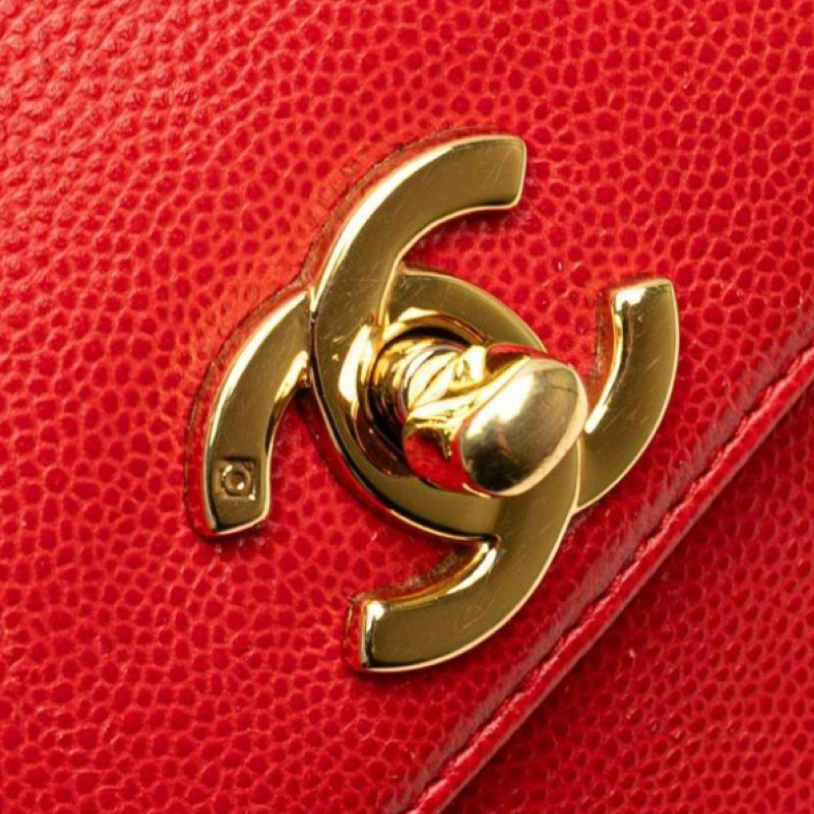 CHANEL Red Caviar Leather Coco Mark Top handle bag in red caviar leather Previously owned Authentic